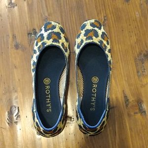 Rothys "the Square" flat in Midnight Spot size 9.5